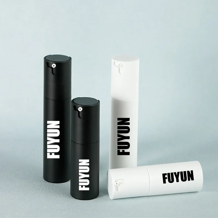 Luxury Gold Serum Essential Oil Lotion Packaging Plastic Cosmetic Glossy Black Twist Up Airless Pump Bottle