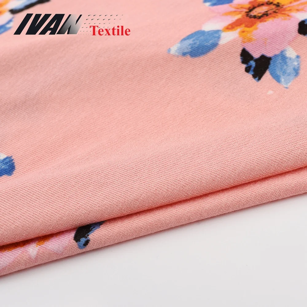 Wholesale custom printed 96% viscose 4% spandex floral knitting cloth stretch fabric for women dress