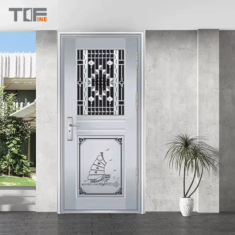 High Quality Manufacture Exterior Single Leaf Closer Iron Front Gate Designs Stainless Steel Security Main Door