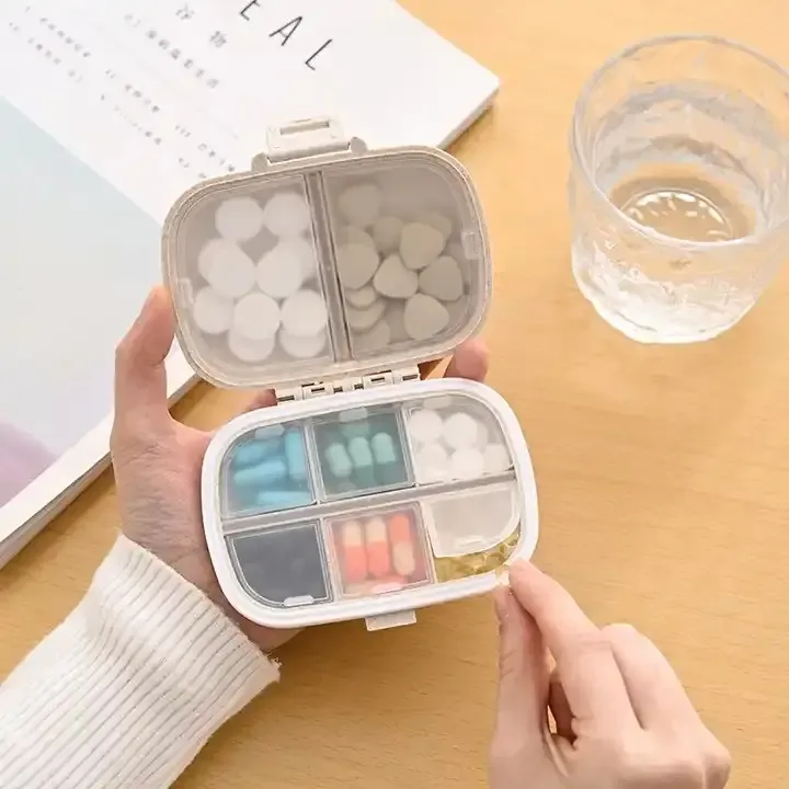 Customized Logo Portable 7-Day & 4-Time Pill Organizer Durable Wheat Straw Pill Storage Cases Weekly Pill Case Box