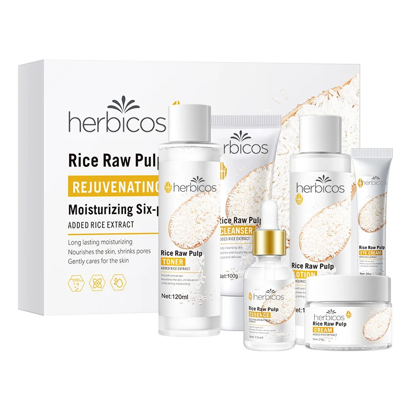Herbicos Moisturizing Anti Aging Hyaluronic Acid White Skin Care Rice Raw Pulp Cleanser,Lotion,Eye Cream,Toner,Cream,Essence