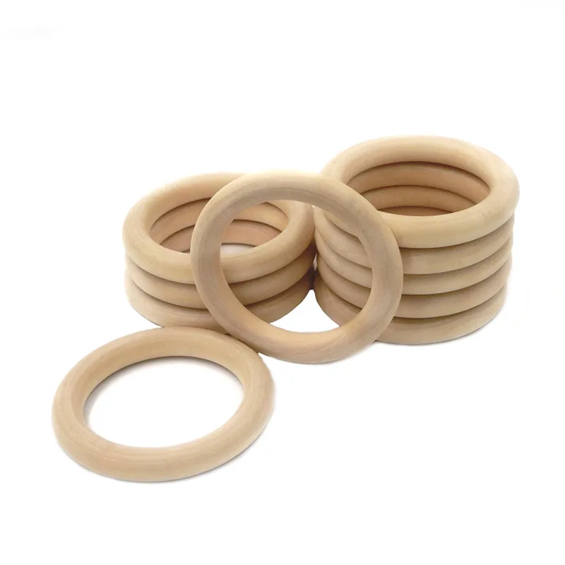 2021 Hot Sale  25mm-100mm Lotus Baby Wooden Teether Ring