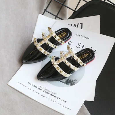 
2020 Kids Girls Children Roman Rivet Slippers Princess Shoes For Girls Wedding Party Dress Rivet Dance Shoes 