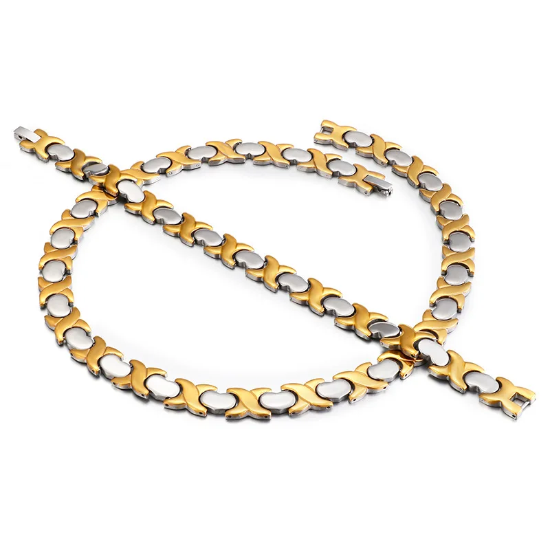 DUYIZHAO Роскошная пара XOXO цепь для тела 316L из нержавеющей стали 18K позолоченный X сердце набор ювелирных изделий
