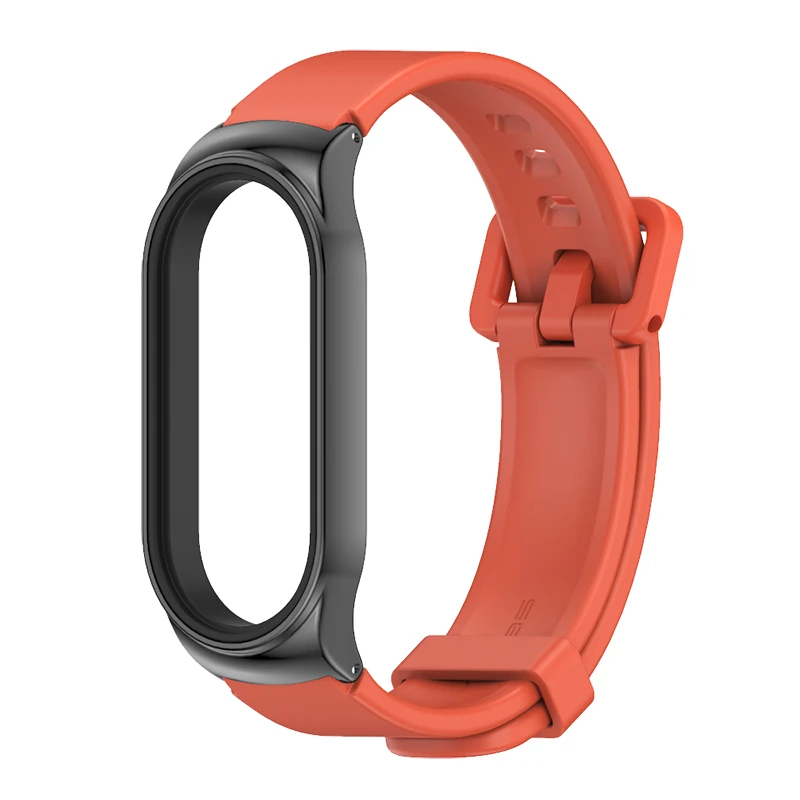 With metal bumper silicone watch strap replacement band for xiaomi mi band8