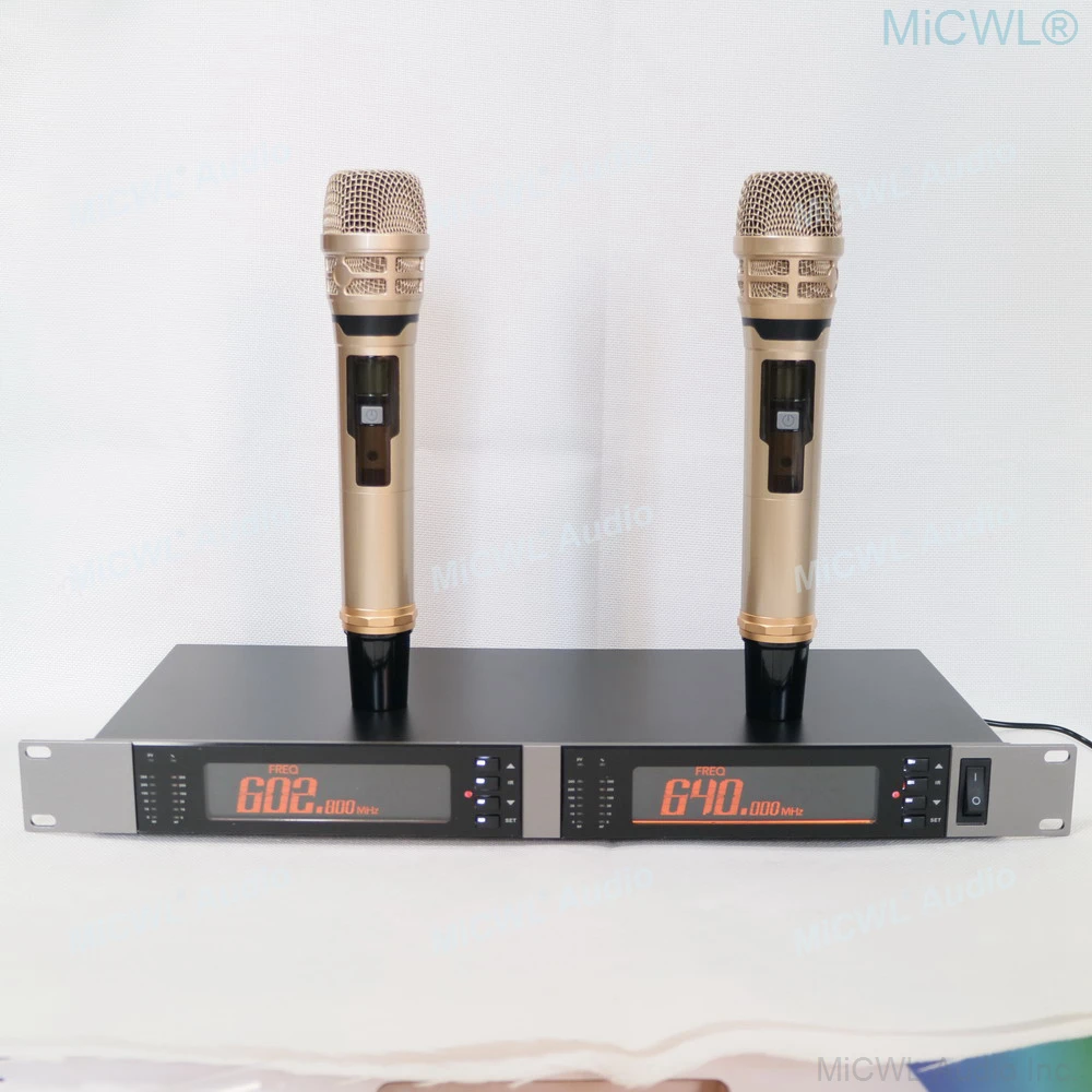 Профессиональная беспроводная ручная микрофонная система MiCWL EM7000 2 Golden KSM8 для сценической студийной аудиопроизводительности 500 м