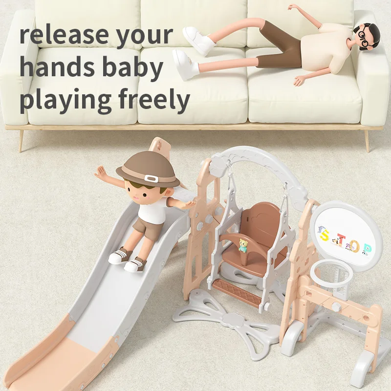 Upgrade Children Custom Indoor Playground Plastic Toys Swing And Slide Play Set