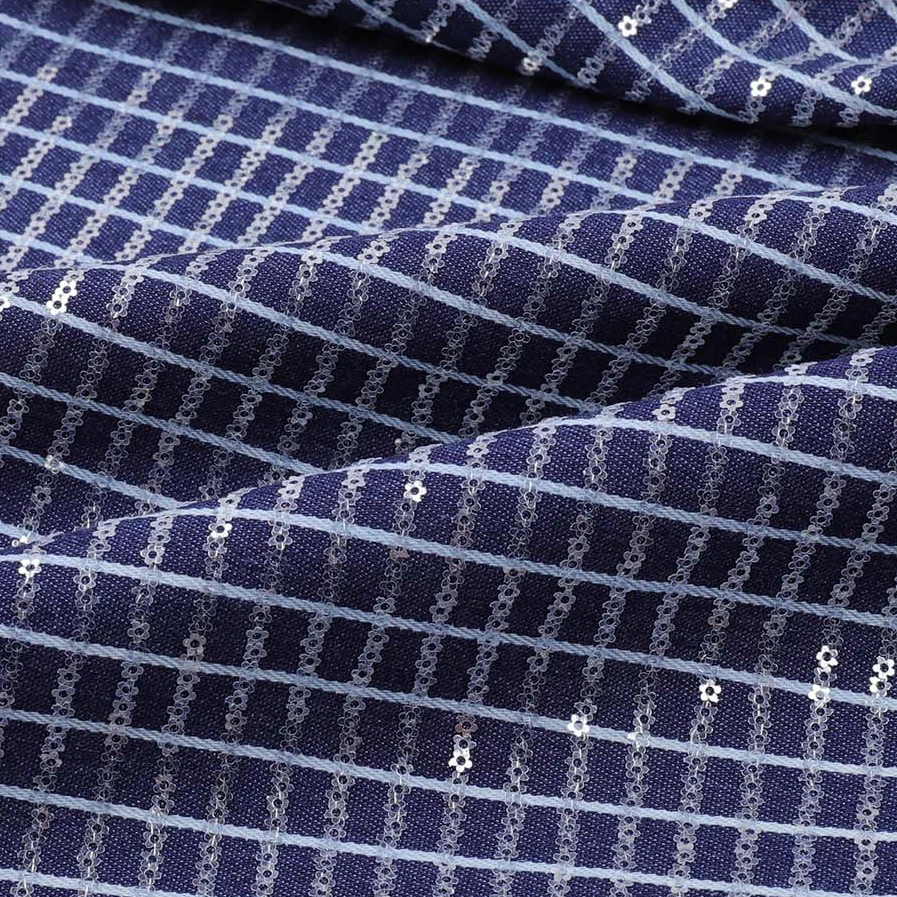 Flower sequence fabric for clothing denim ground transparent small flower sequin fabric