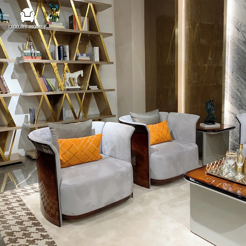 Italian high-end luxury leather living room furniture set modern designer fashion large villa luxury living room sofa set