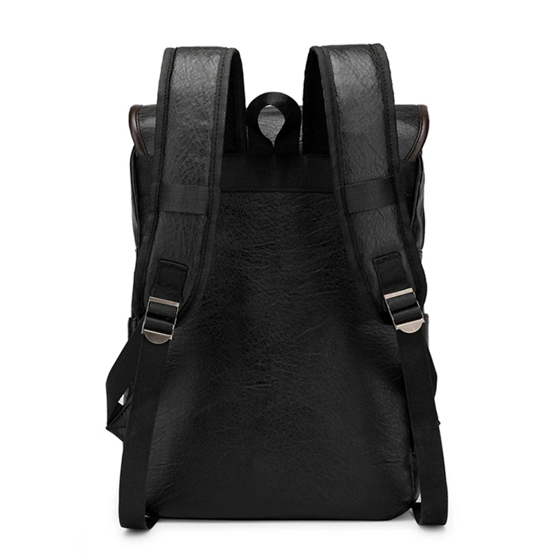 FULIYA Custom Logo Wholesale PU Leather Backpack 15.6 Inch Laptop Business Bag School Backpack Leisure Mens Backpack