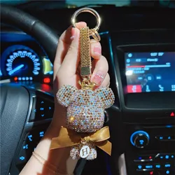 Новый брелок с рисунком, инкрустированный медведем из кожаной веревки с диаметром, мультяшный брелок для автомобильных ключей, подвеска для сумки онлайн-знаменитости, модная подвеска