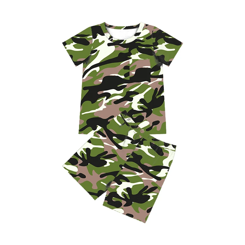TZ-357-YXX Baby Boy Military Shorts Clothes Toddler Cooler Version of Dad Camouflage Print Tops Pants Summer Outfit 2Pcs Set