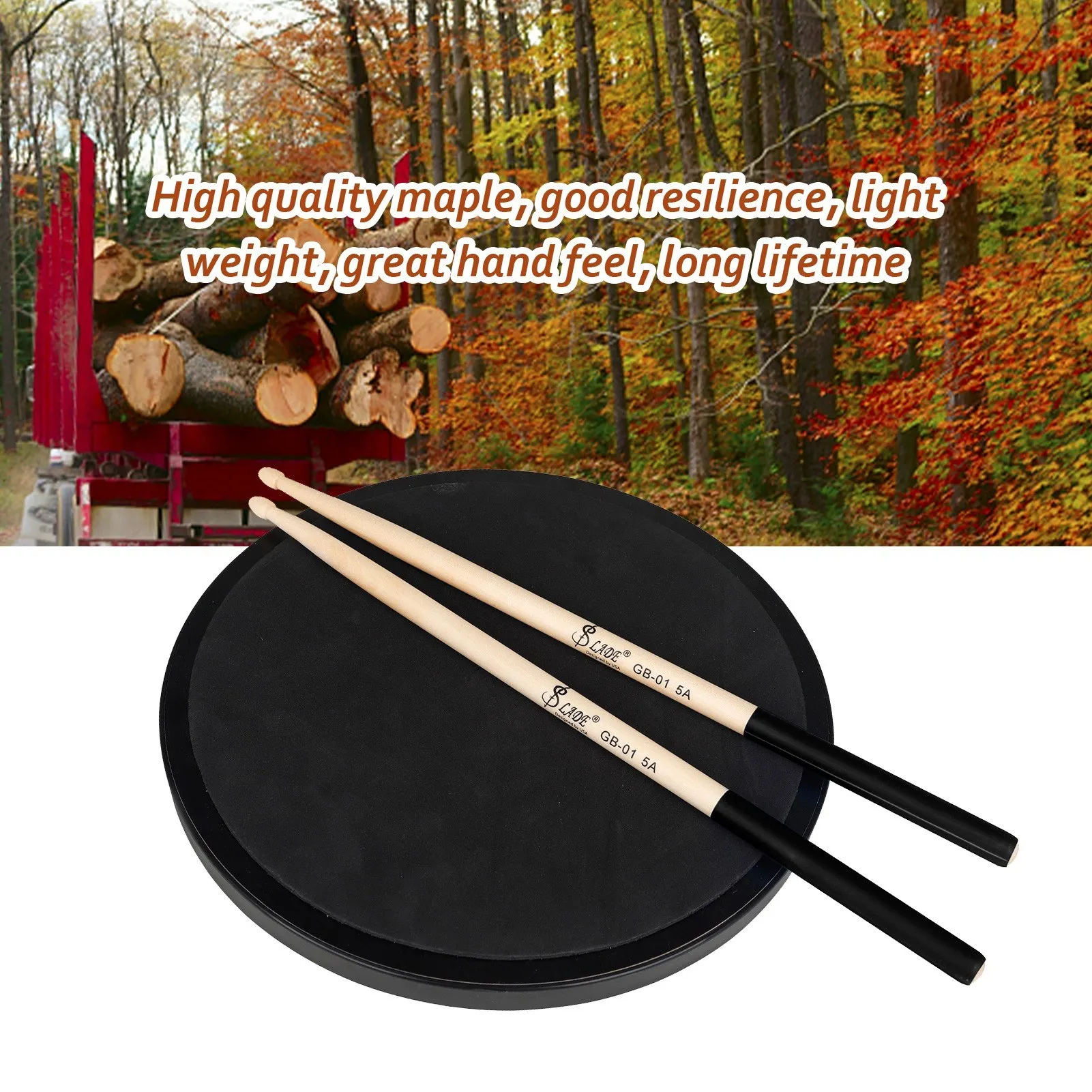 SLADE 3 Pairs 5A Drum Sticks Maple Wood Drumsticks Triangular Tip Non-Slip Rubber Handle Musical Instrument Drum Set Accessories