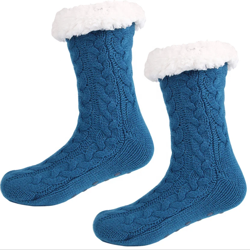 wholesale holiday warm slipper floor socks red custom grip socks manufacturer winter thick fleece socks