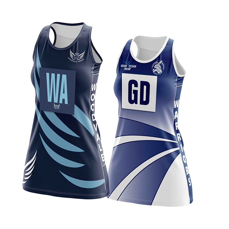 Cheap Blue Netball Dress Australian Custom Sublimation Netball Dresses