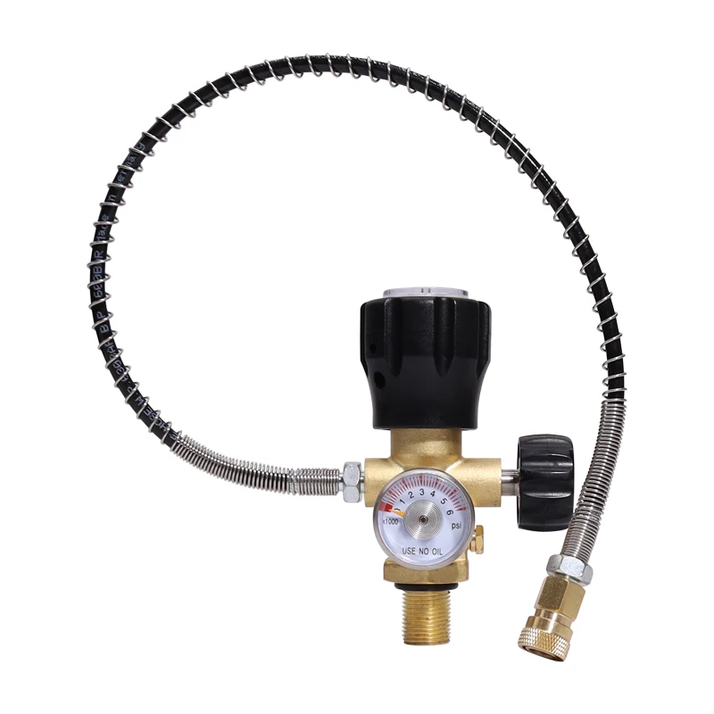 New PCP SCBA Diving Valve Air Filling Station Recharge Adapter with Dual Gauge 24' High Pressure Hose M18x1.5 Male