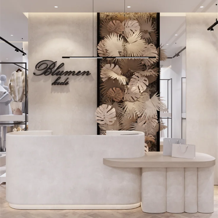 European minimalism clothing store interior decoration accessories design custom double stainless steel clothing display shelves