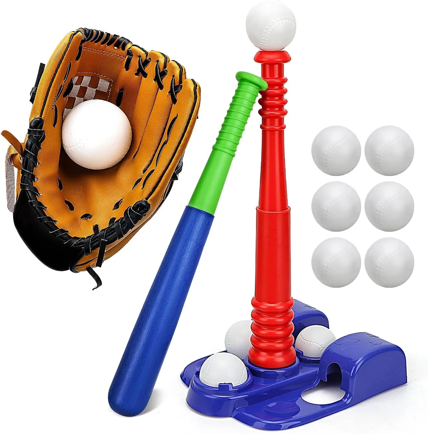 Kids Soft Pu Foam Balls Catapult Baseball Set Automatic Launcher Baseball Bats Toys For Children