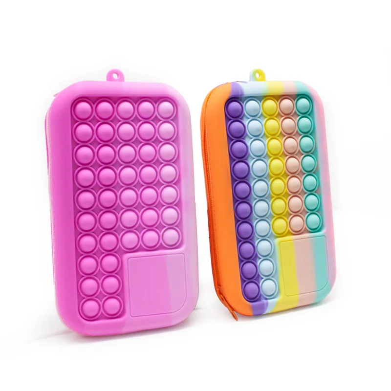 2024 hot sale factory New square fun silicone portable makeup storage multi-purpose pencil case