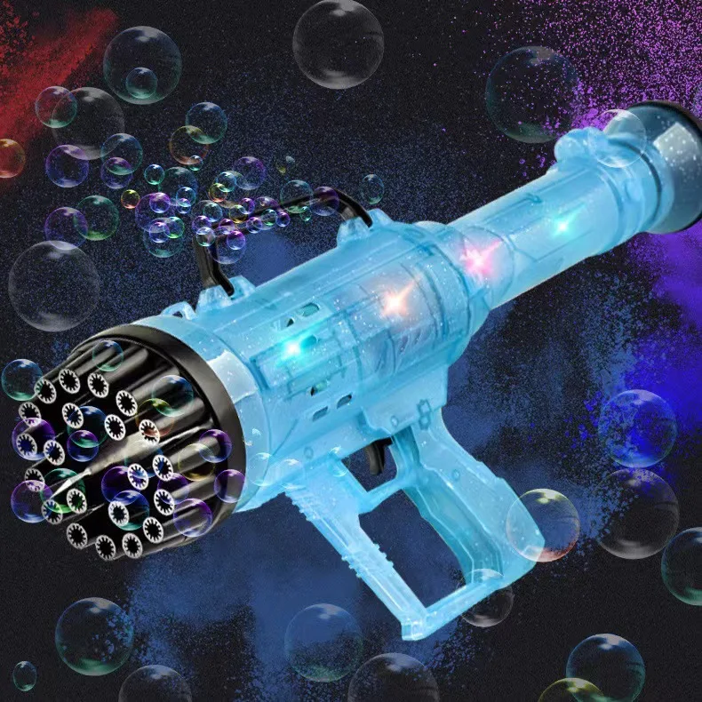 Toy gun Outdoor Holes Plastic Shooter Bubble Gun Machine Toy Lights Bubble Blowing Game For Kids Boys Gatling bubble gun