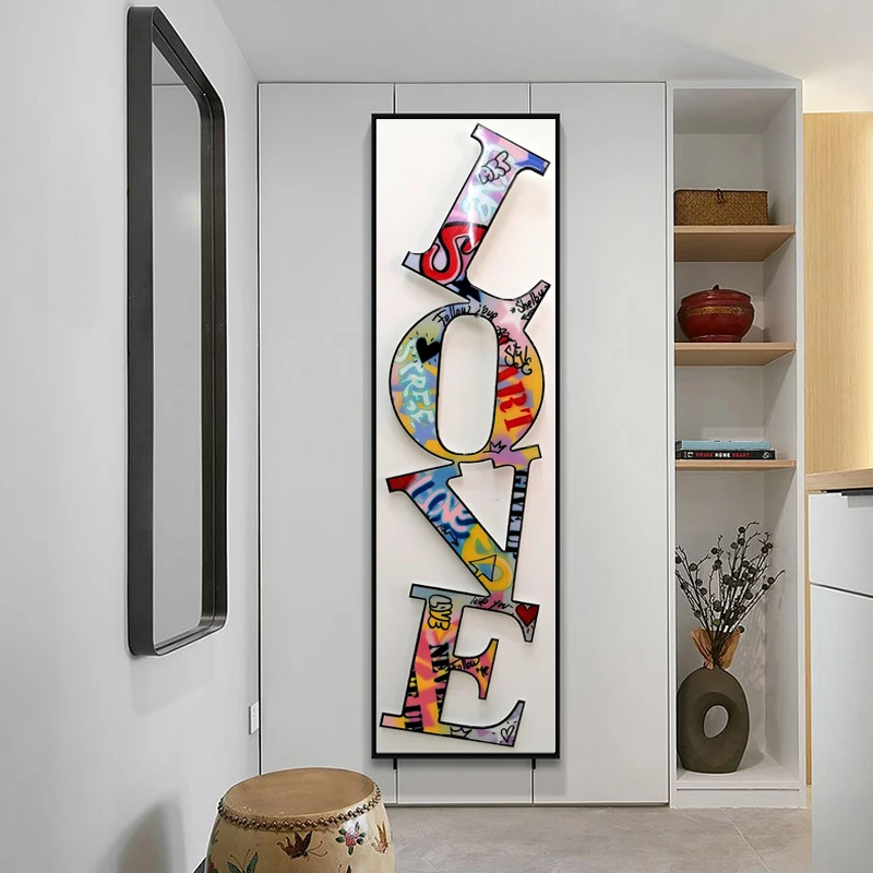 LOVE Letter Art Canvas Painting Abstract Street Wall Art Poster Graffiti Cuadros Prints Picture for Living Room