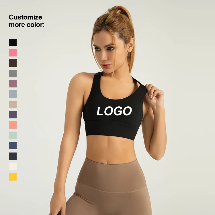 Customizable Casual Crop Top Enhanced Support Quick Dry Fitness Yoga Running Push Ups Shock Absorption Sports Bra for women