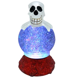 RGB Color Light Up LED Mini Halloween skull ghost Water Snow Glitter Globe