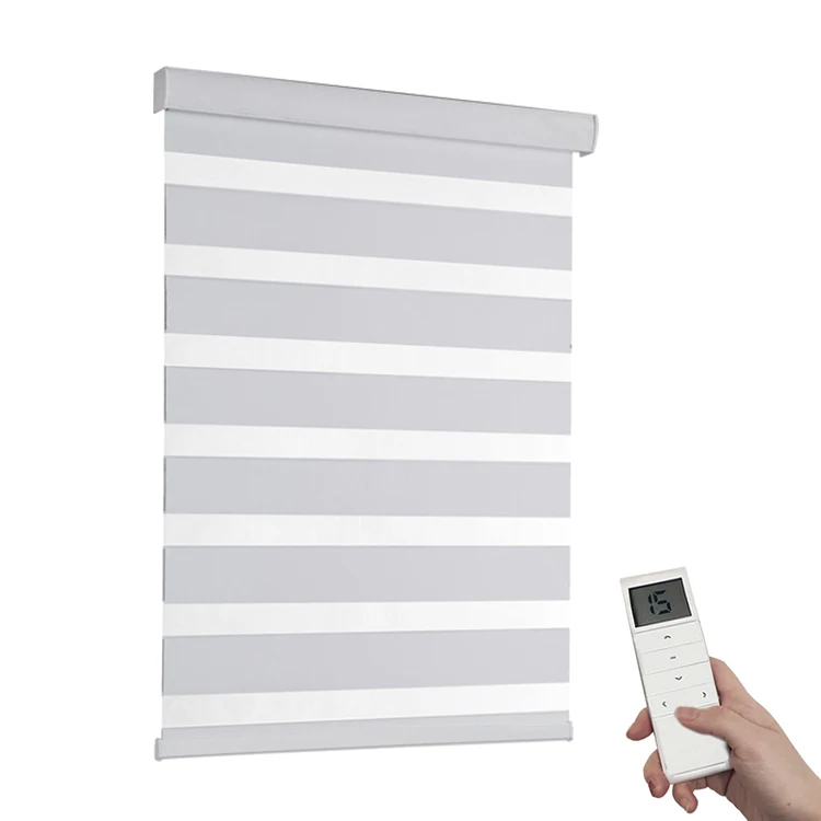 Fashion Striped Cordless Automatic Hand Supported Zebra Curtain Double Roller Shutter Zebra Blinds
