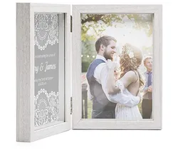 Новая стильная двойная фоторамка 5x7 белые деревянные откидные фоторамки коллаж теневая коробка 2 отверстия Элегантные Свадебные Уникальные подарки