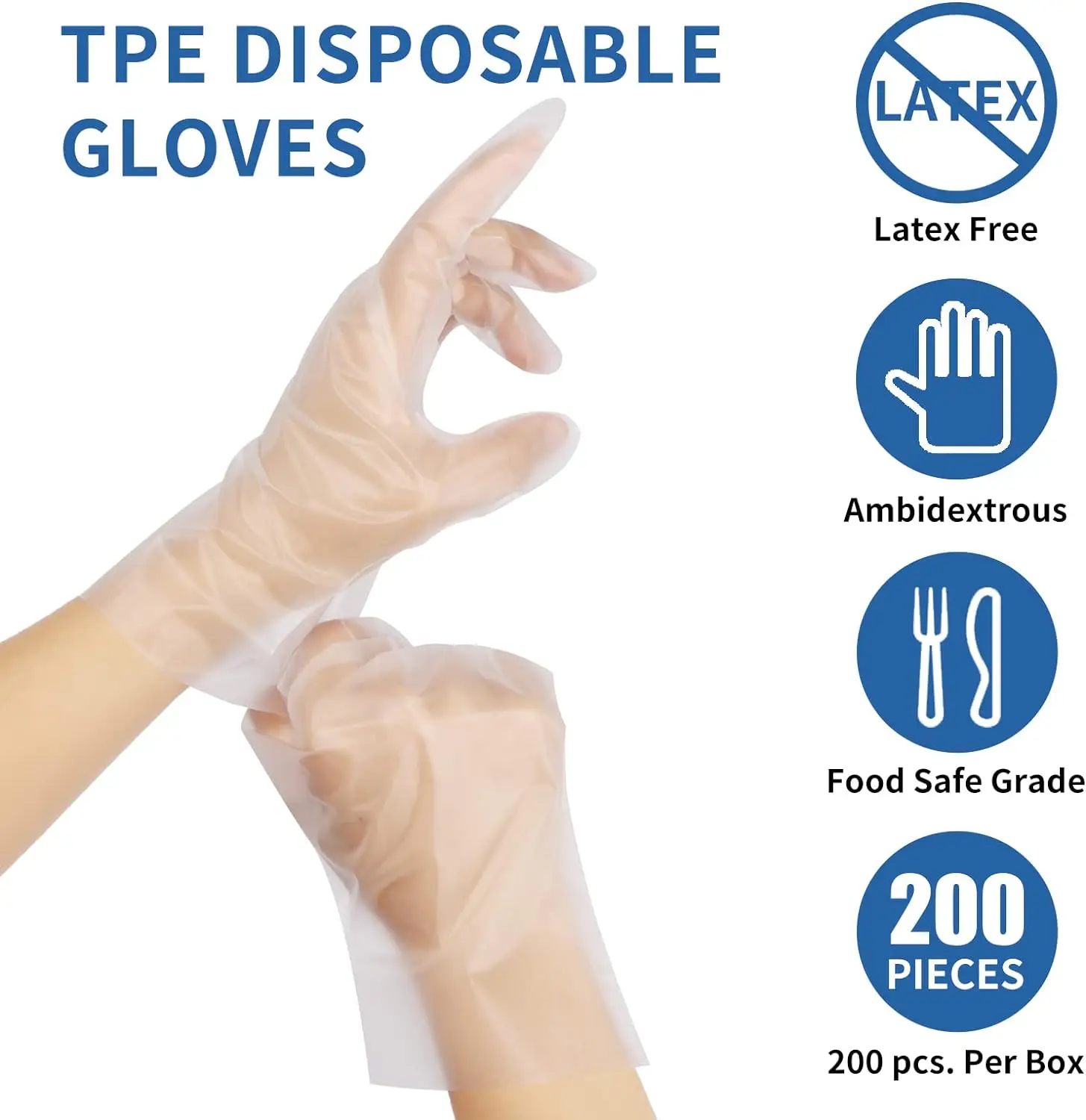 Factory Wholesale TPE HDPE PE Powder Free for Food Household Cleaning Plastic Disposable Vinyl Gloves
