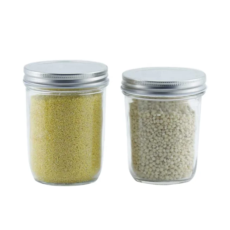 Оптовая продажа, стеклянные банки для кухни, прозрачная стеклянная бутылка с серебряной крышкой, стеклянная банка для хранения для кухни