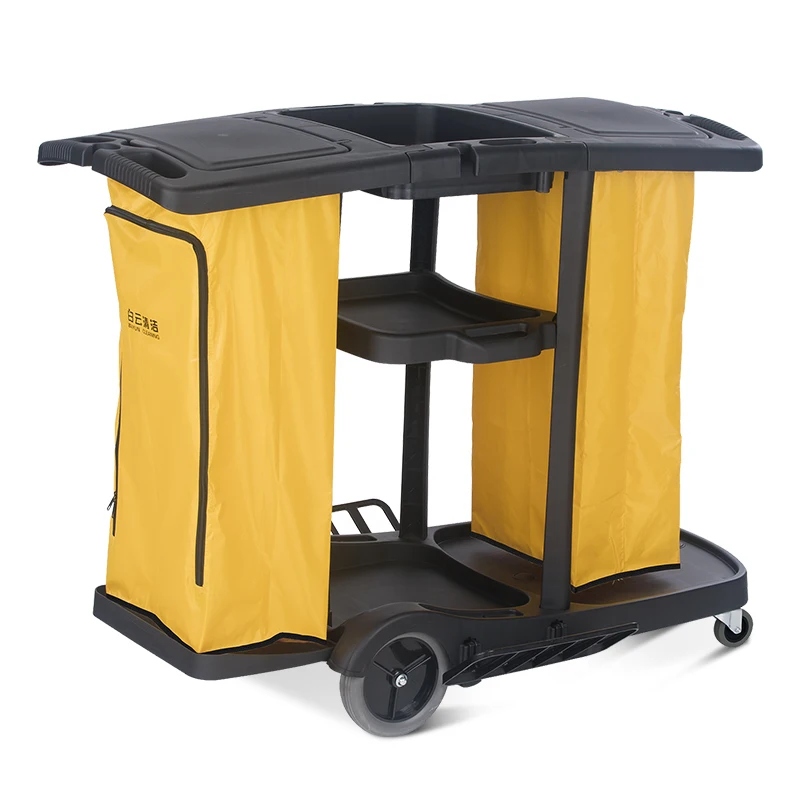 Многофункциональная тележка, инструмент для уборки гостевых комнат/гостиничная Чистящая корзина с двумя пакетами, стойка для тарелок с крышкой