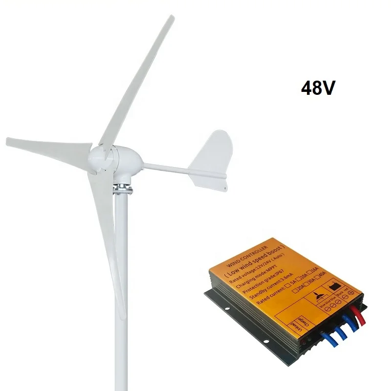 High Efficiency 500W 12V 24V Wind Turbine Generator 3 Blades 750MM 48V Windmills with DC Charge Controllers CE Certificate