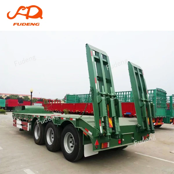 2021 lowboy semi trailer 3 axles 80ton steel material lowbed truck trailer for sale