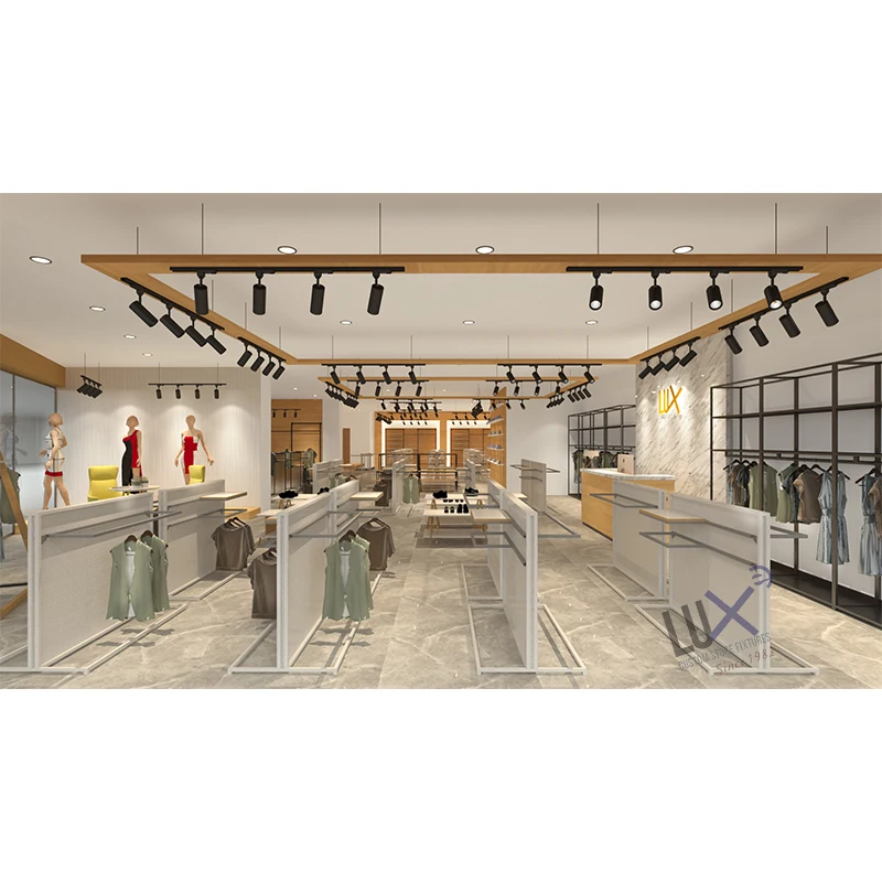 Factory Price Garment Store Design Boutique Apparel Store Displays Luxury Clothes Showcase