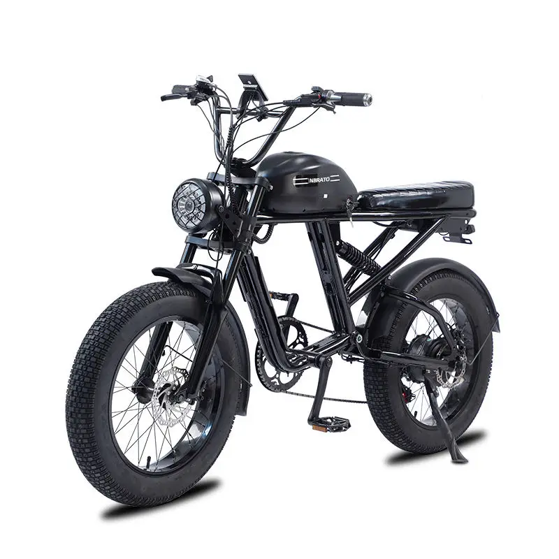 Aluminium alloy frame motorcycle shape 7 speed vintage retro 48V 1500w retro electric fat bike