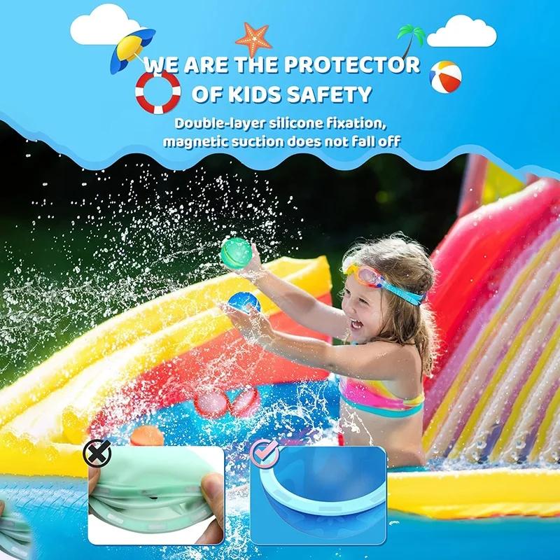 SOPPYCID Water Balloon Silicone Self Sealing Refillable Reusable Water Balloons Quick Fill Magnetic Reusable Water Balloons