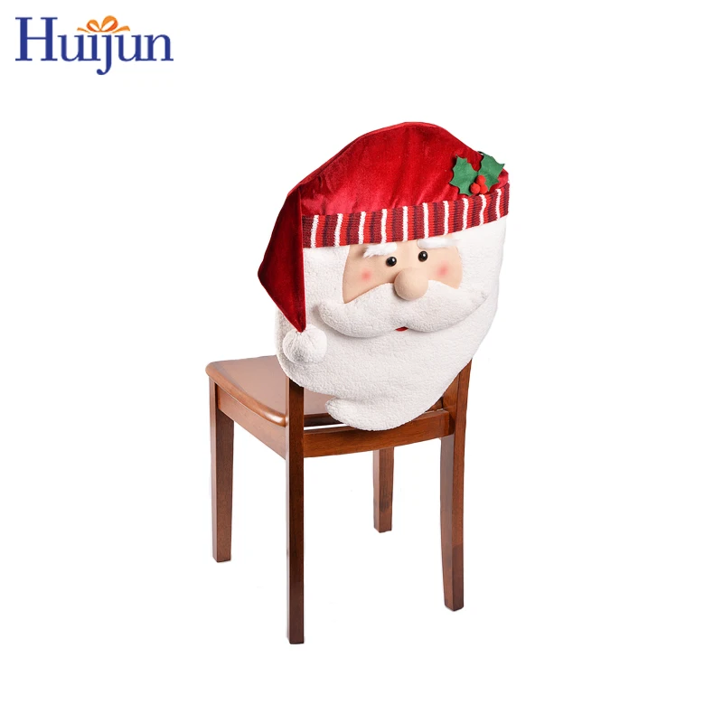 Wholesale Fleece Santa And Mrs Claus Christmas Back Chair Cover Xmas Party Dinning Decoration