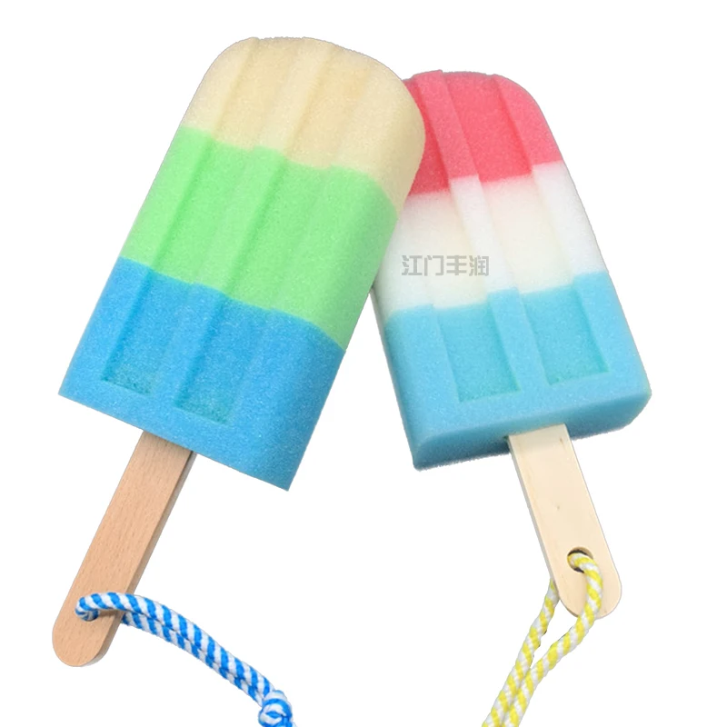 Wholesale New Design Large size custom ice cream shape body cleaning kids bath brush sponge