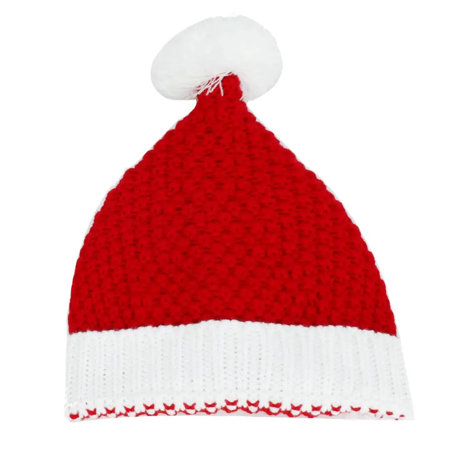 Wholesale Santa Christmas beanie manufacturer beanies hats with custom logo Winter Knitted Faux Fur Ball Pom Pom
