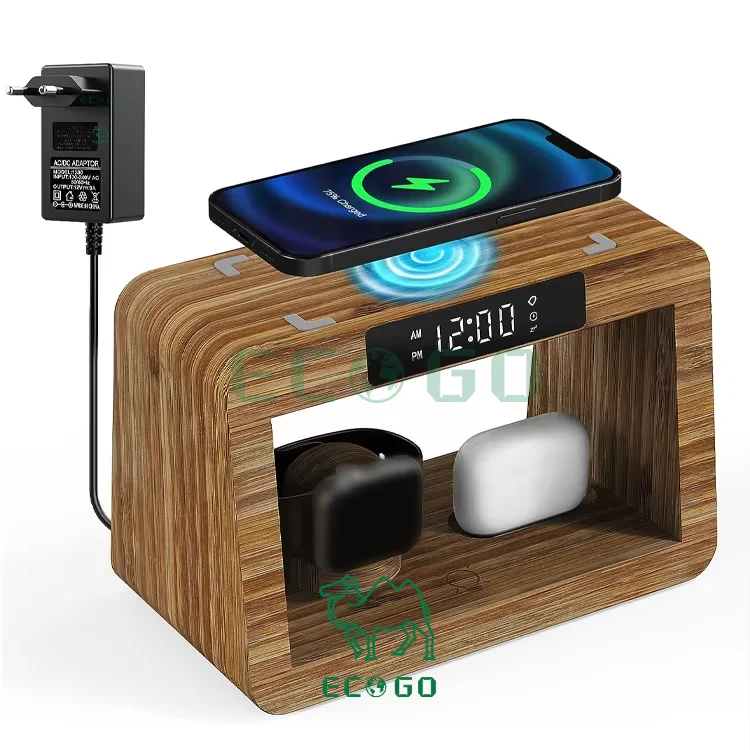 5 In 1 New Design Bamboo Wooden Fast Charging Station For Watch Phone Wireless Charger Stand