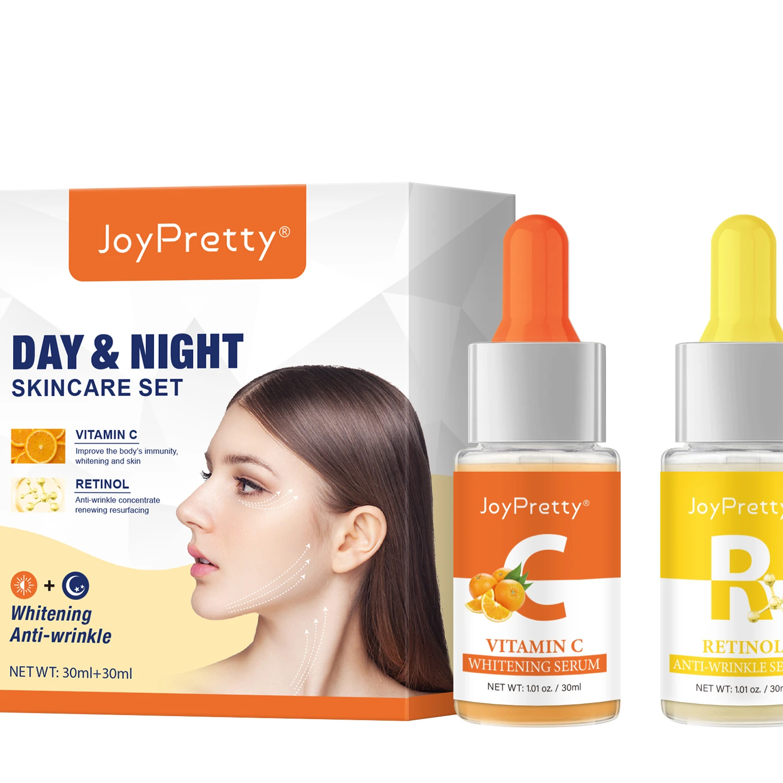 Wholesale Private Label Retinol vitamin c skin care Serum For Hydrating Wrinkles day and night whitening serum skin care set