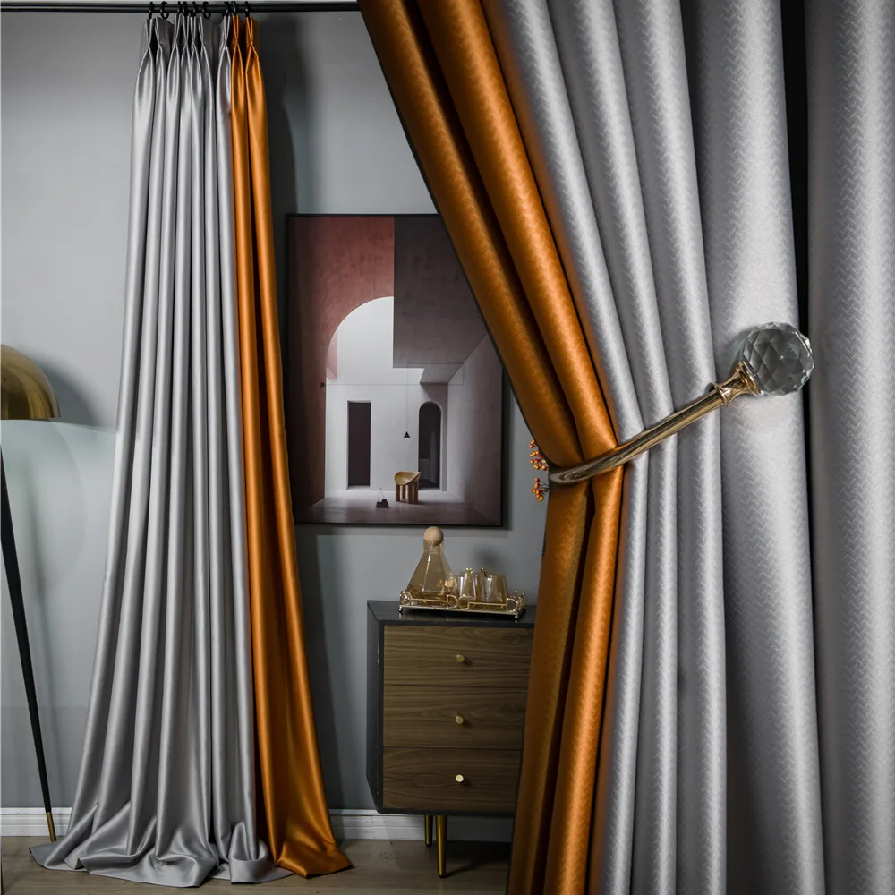 Modern light luxury plus thick black silk high full blackout cloth solid color living room bedroom