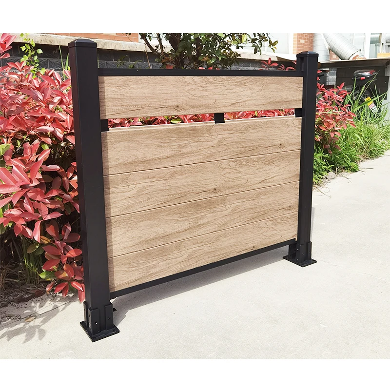 Decorative aluminum post privacy fence board plank plastic composite decor garden pvc fence panels set