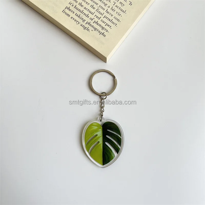 Factory Custom High Quality Acrylic Keychain Wholesale Plastic Simulation Plant Leaf Keychain