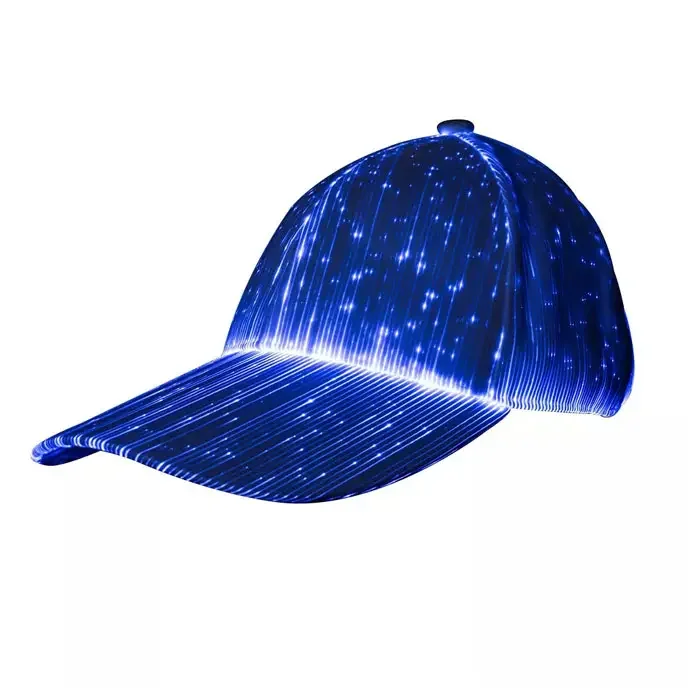 Wholesale price flash light fiber optic hat music festival fiber optic luminous glow in the dark baseball hat gorras led