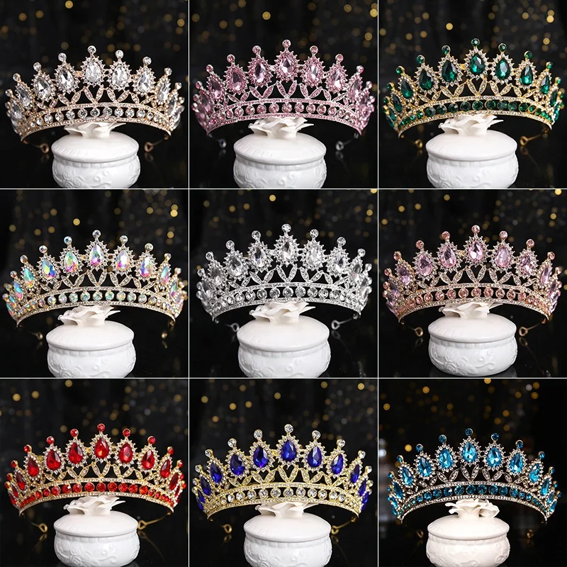 Wholesale of European and American Wedding Accessories Crown Crystal Hair Bands Hot Selling Wedding Bride Baroque Tiaras Crown