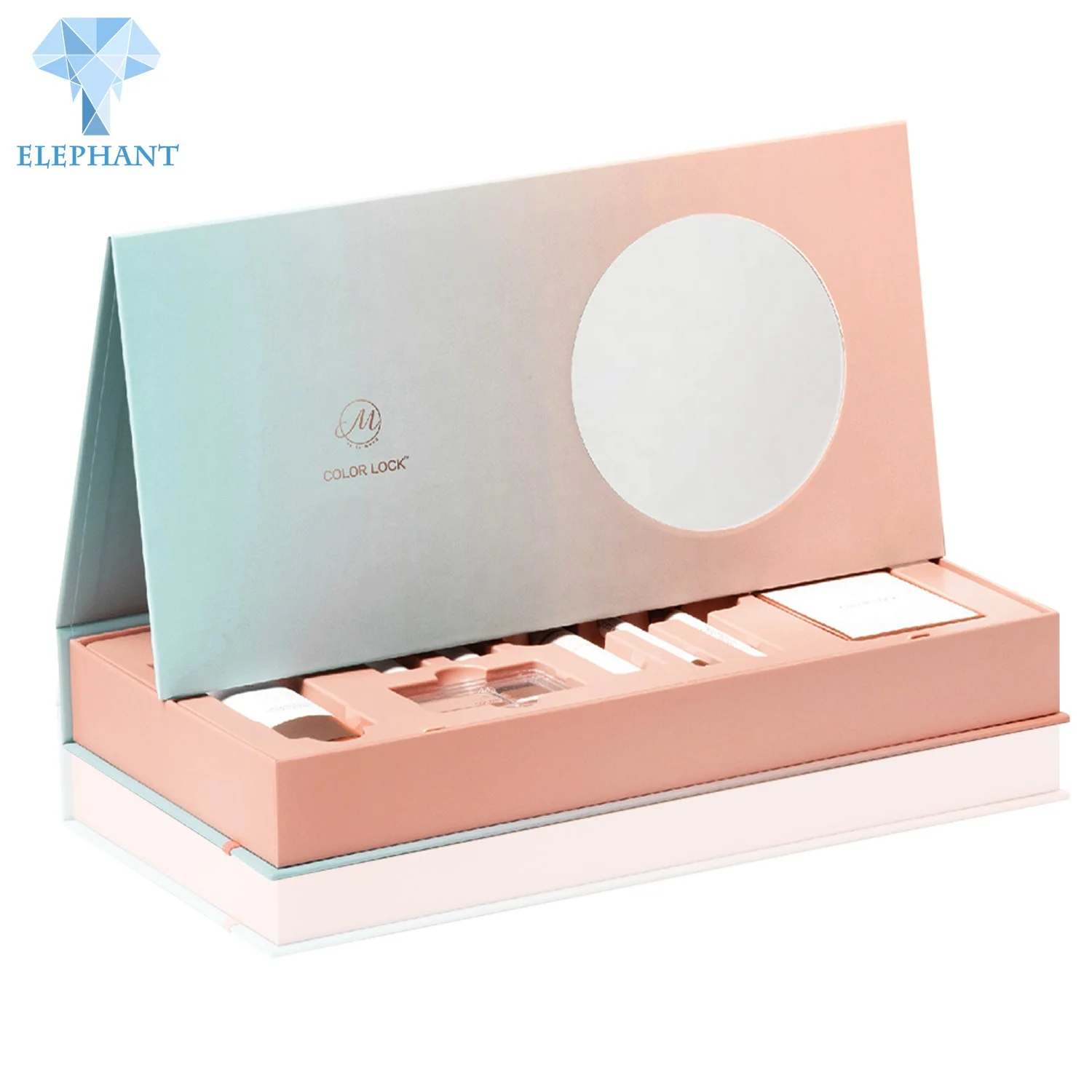 Hologram Gift Paper Shipping Cosmetic Set Packaging Box With A Mirror