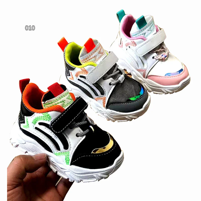 Детские повседневные удобные модные спортивные кроссовки из искусственной кожи, кроссовки в наличии с крючком и петлей