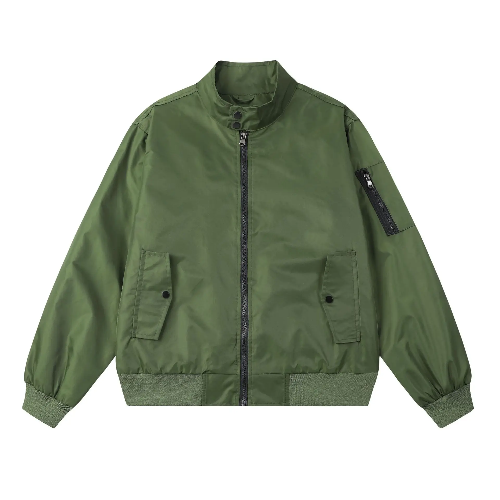 Aoyema OEM Wholesale Spring Autumn Stand Collar satin Bomber varsity jackets Wholesale streetwear Jacket Baseball Zip-up Coats